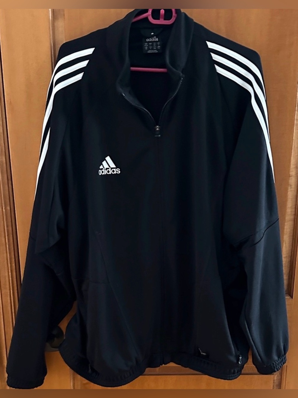 Adidas Black Full Zip Track Jacket White 3-Stripes Men's Size Large